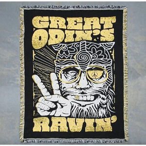 Norse Tradesman Viking medieval Nordic Throw Great Odin's Ravin' Woven Blanket